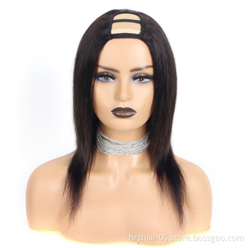 Wholesale 100% unprocessed remy Cuticle Aligned Raw Virgin u part wig human hair ,glueless wigs for black women
